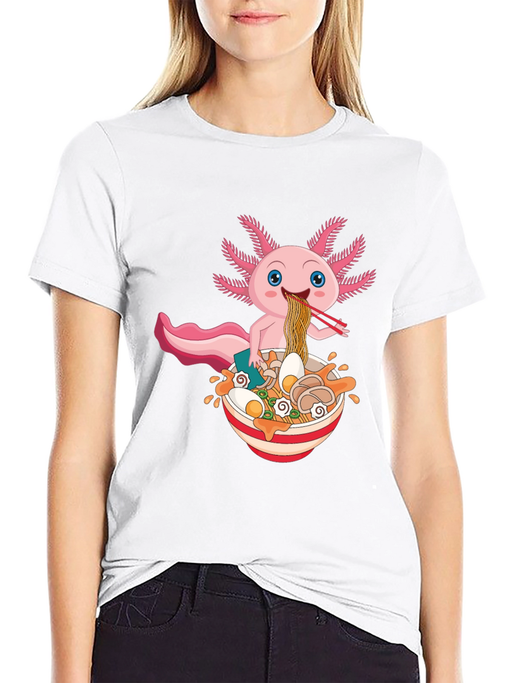 Axolotl Ramen T-Shirt - Cute Kawaii Noodle Lover Tee