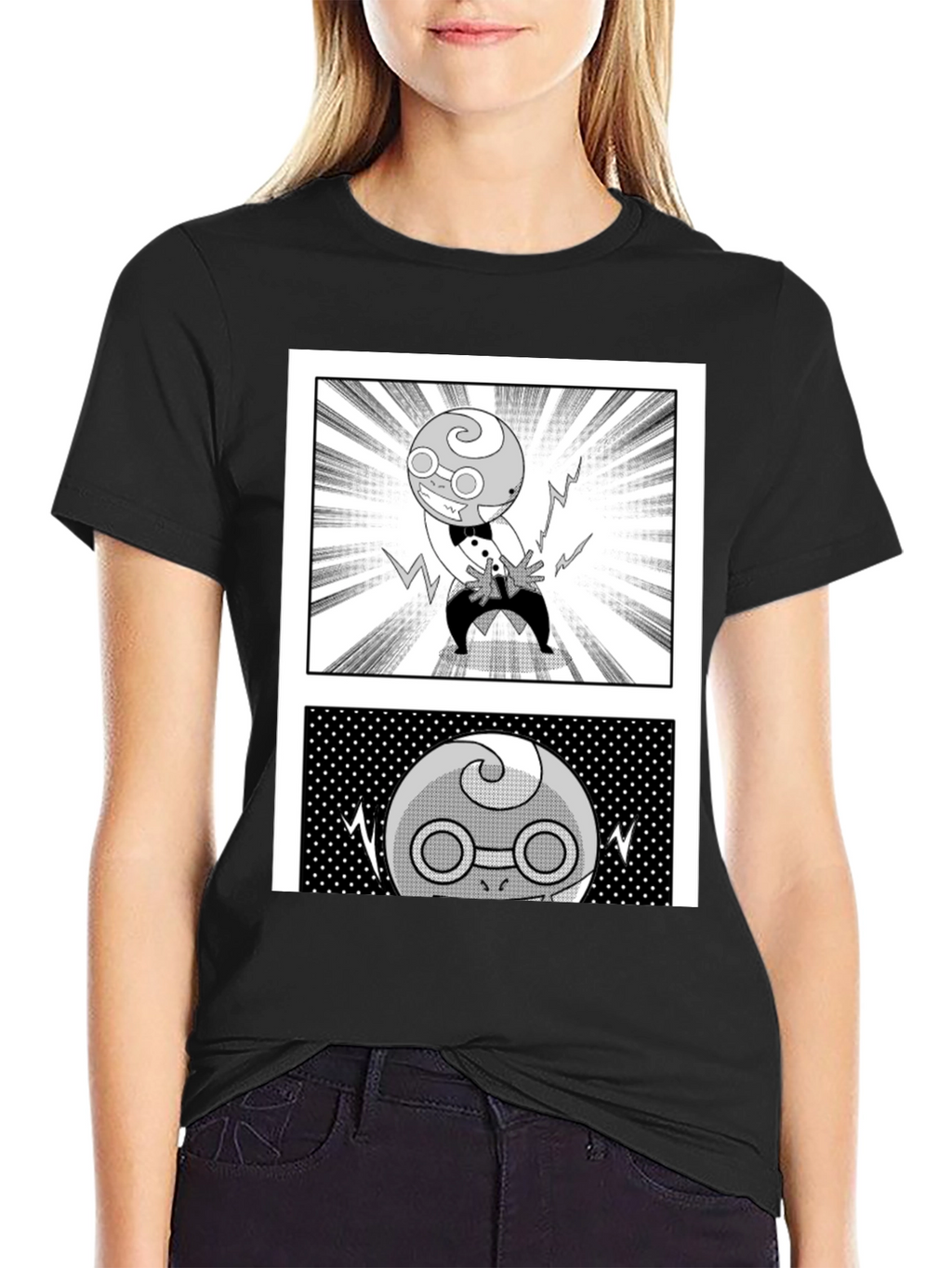 Manga Character Graphic Black T-Shirt