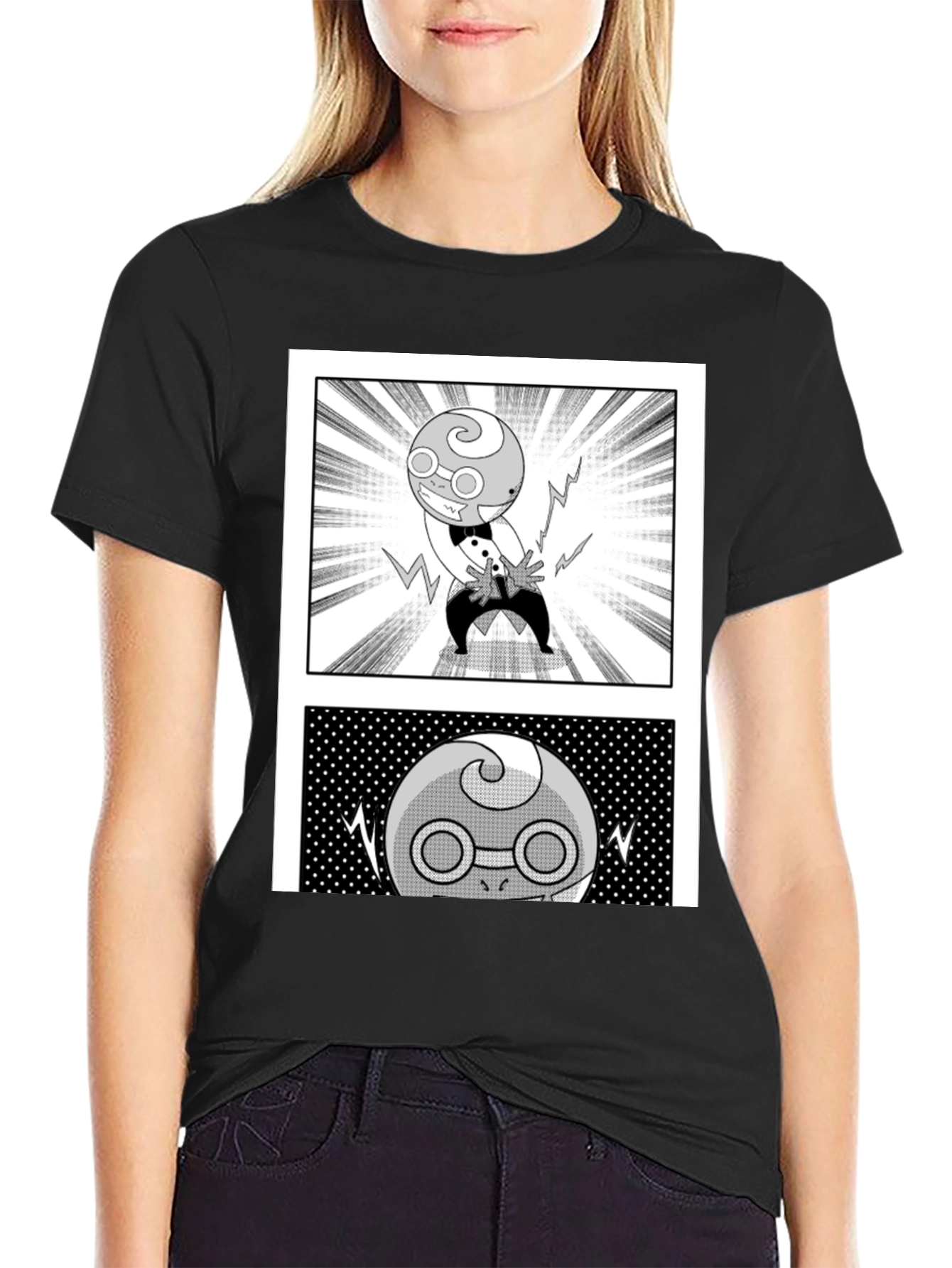 Manga Character Graphic Black T-Shirt