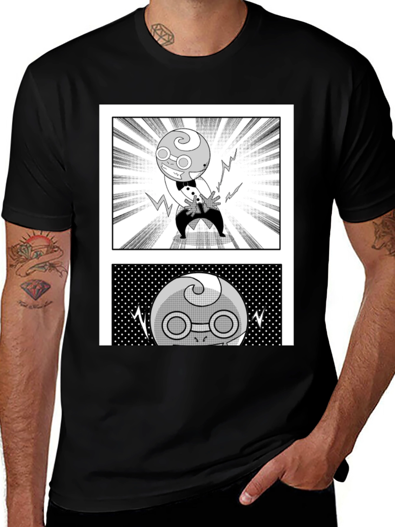 Manga Character Graphic Black T-Shirt