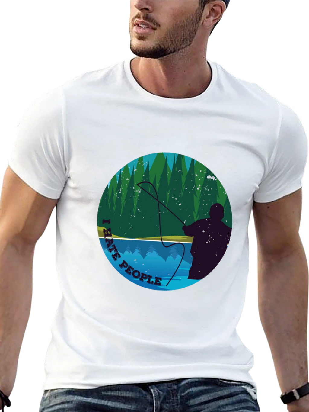 I Hate People Fly Fishing Graphic Tee - Black