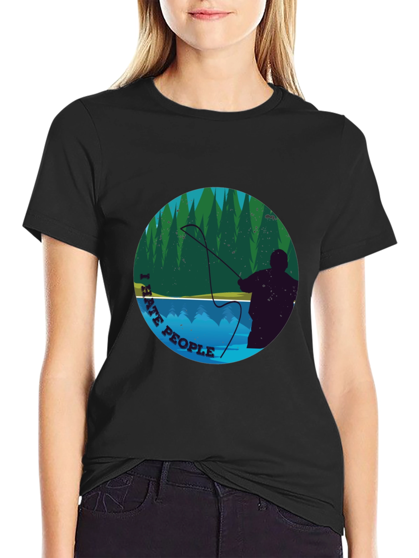 I Hate People Fly Fishing Graphic Tee - Black