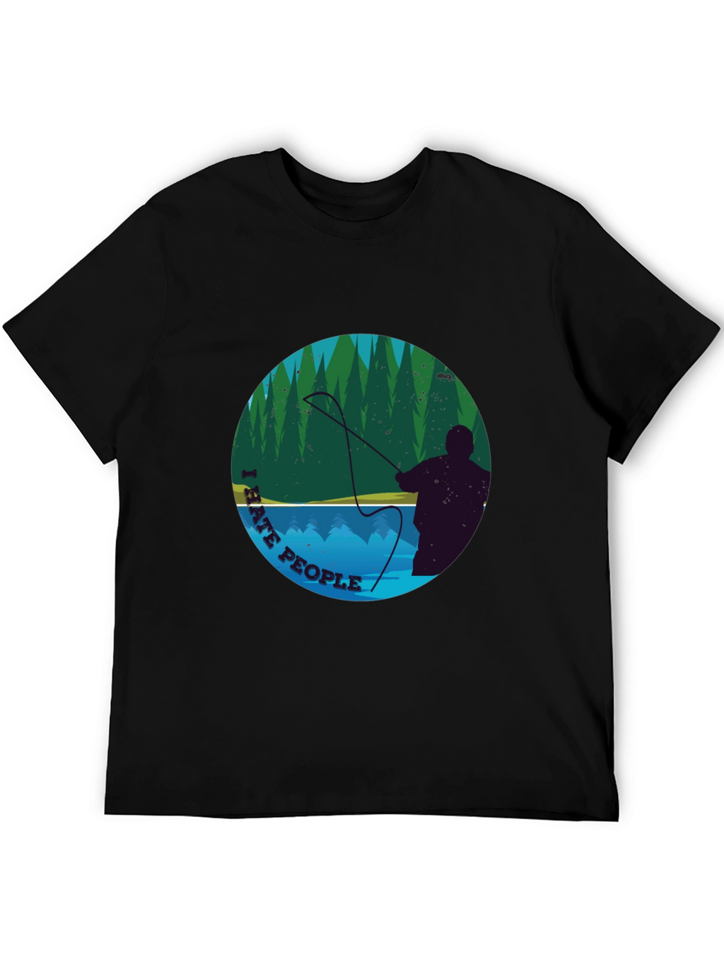 I Hate People Fly Fishing Graphic Tee - Black