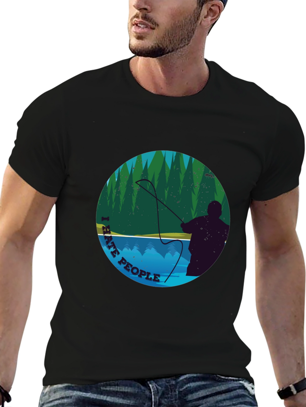 I Hate People Fly Fishing Graphic Tee - Black