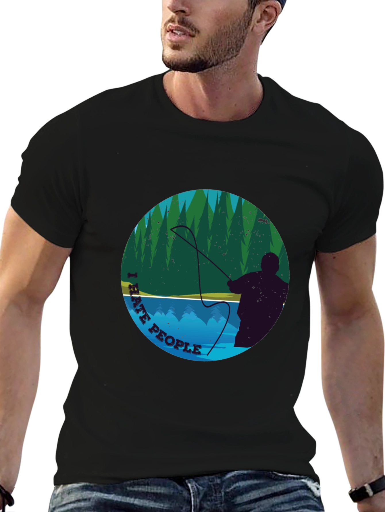 I Hate People Fly Fishing Graphic Tee - Black