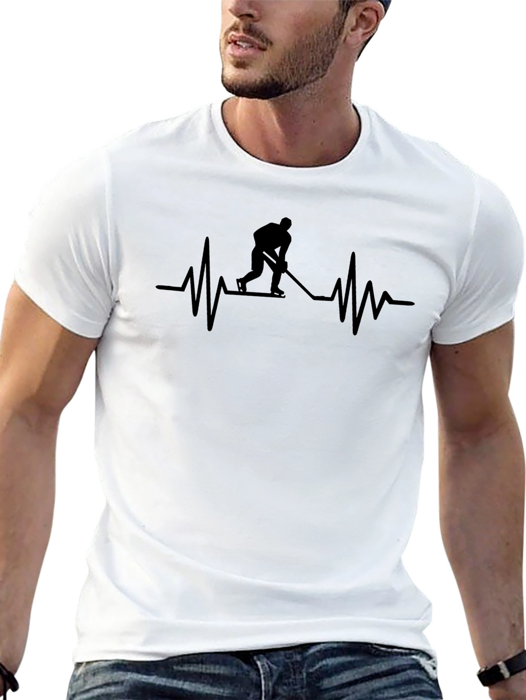 Hockey Heartbeat Graphic Tee - Black