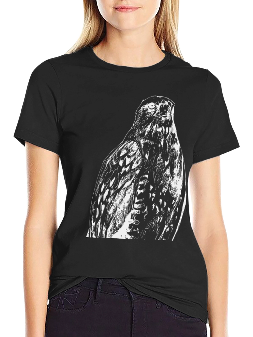 Hawk Print Black Tee - Mens Graphic T-Shirt