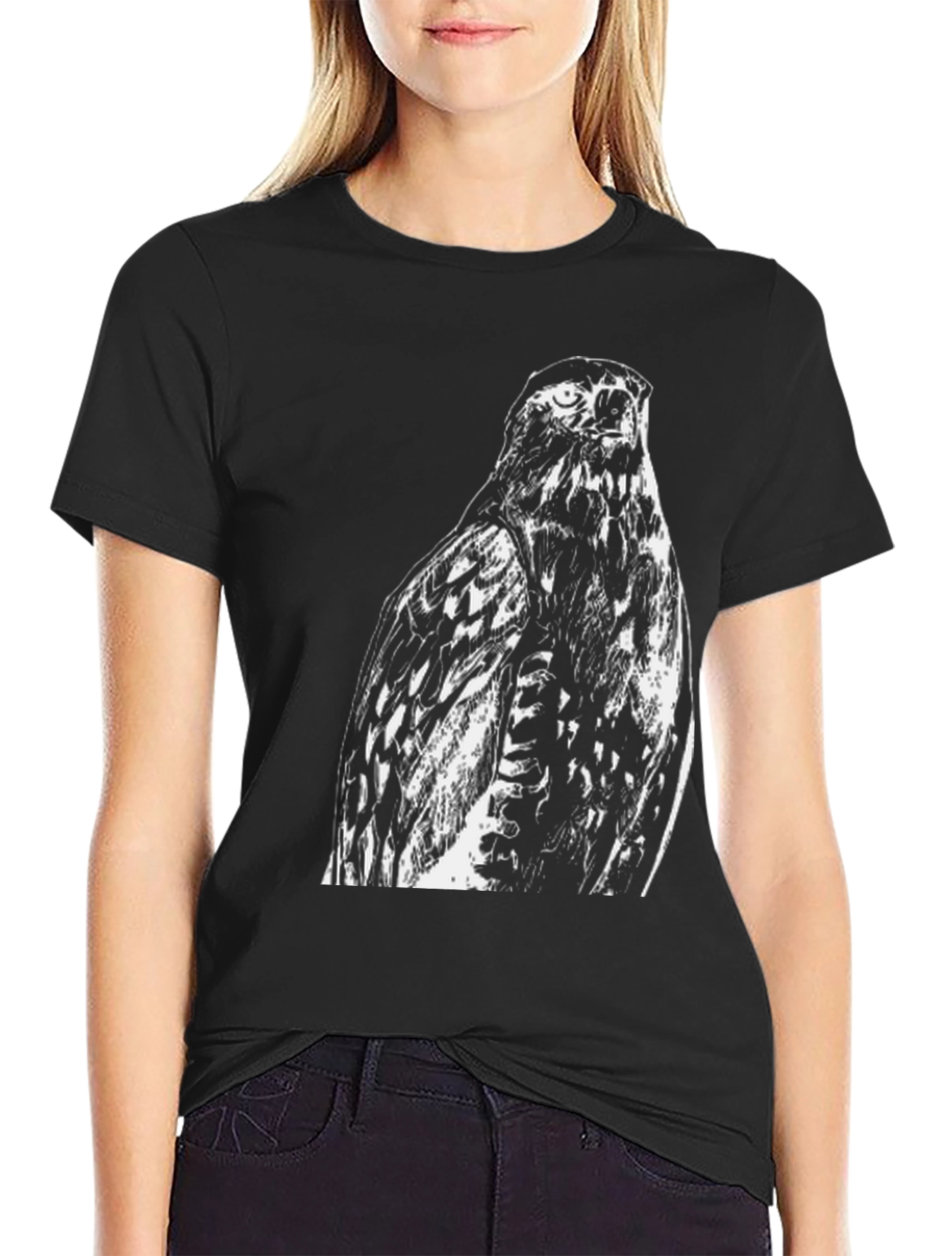 Hawk Print Black Tee - Mens Graphic T-Shirt