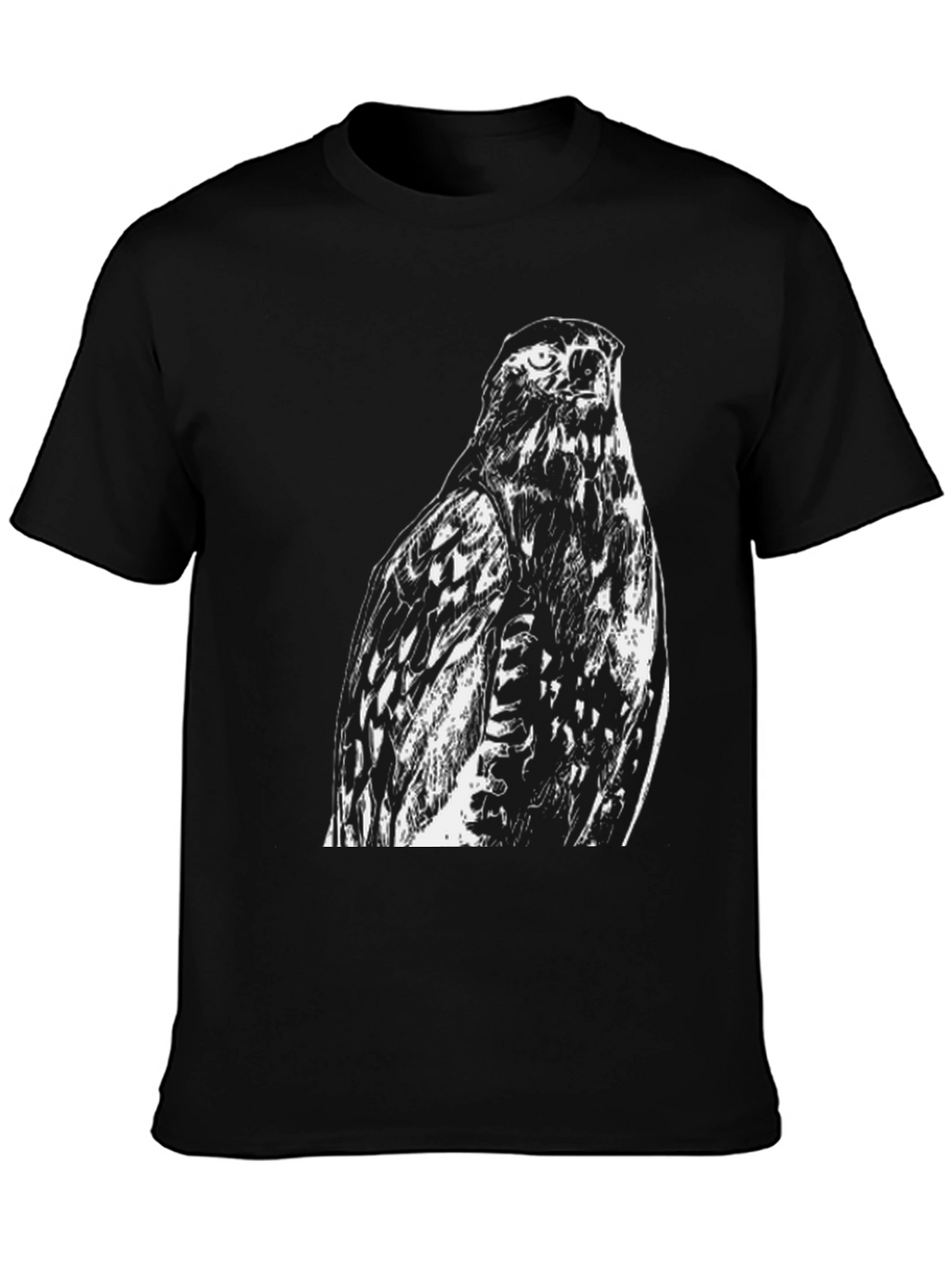 Hawk Print Black Tee - Mens Graphic T-Shirt