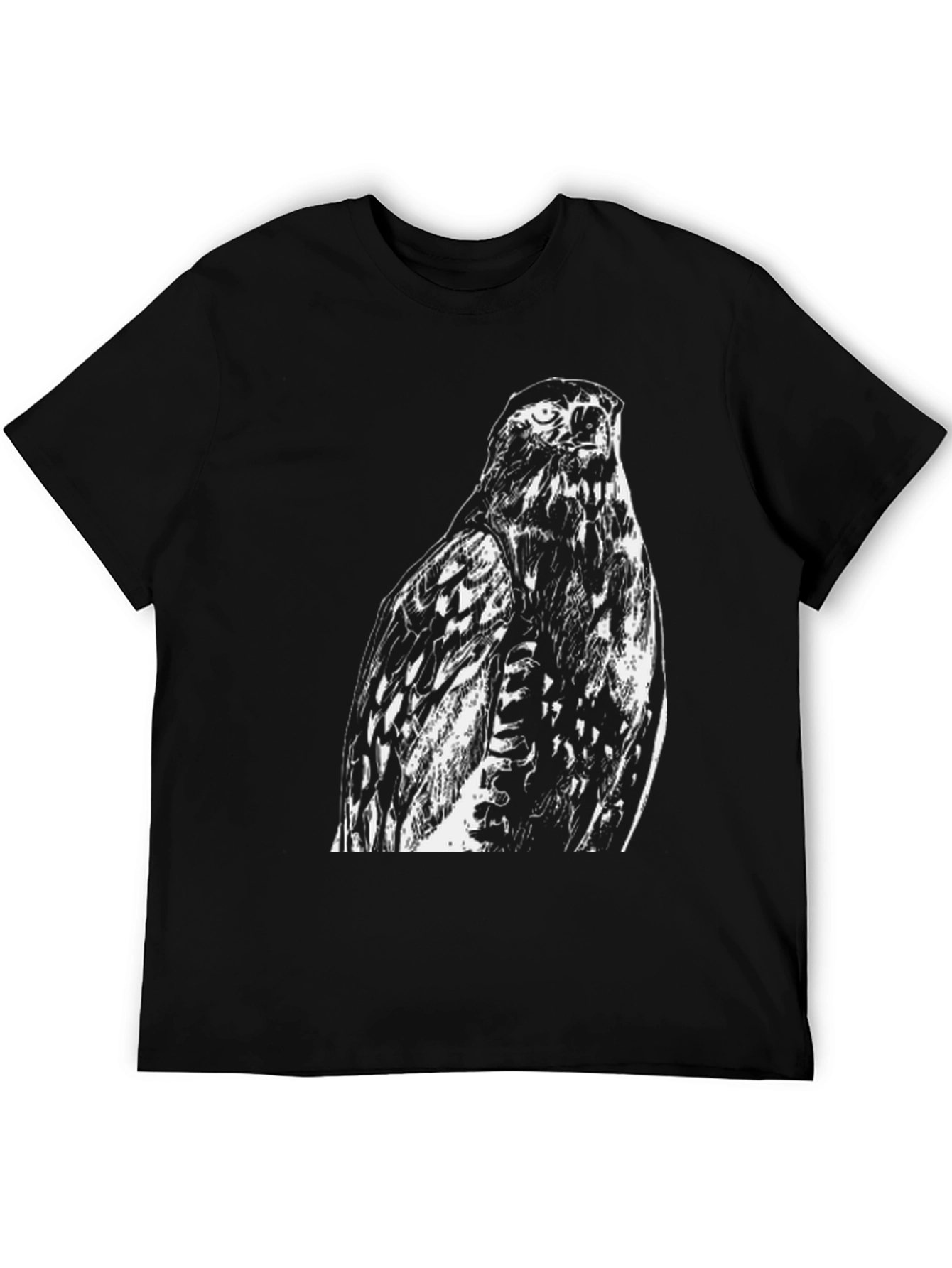 Hawk Print Black Tee - Mens Graphic T-Shirt