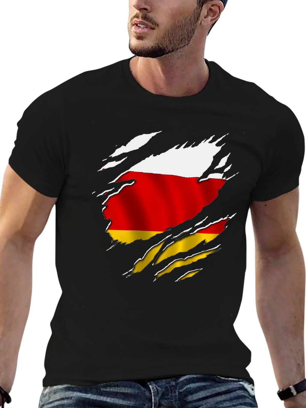 South Ossetia Flag Ripped T-Shirt