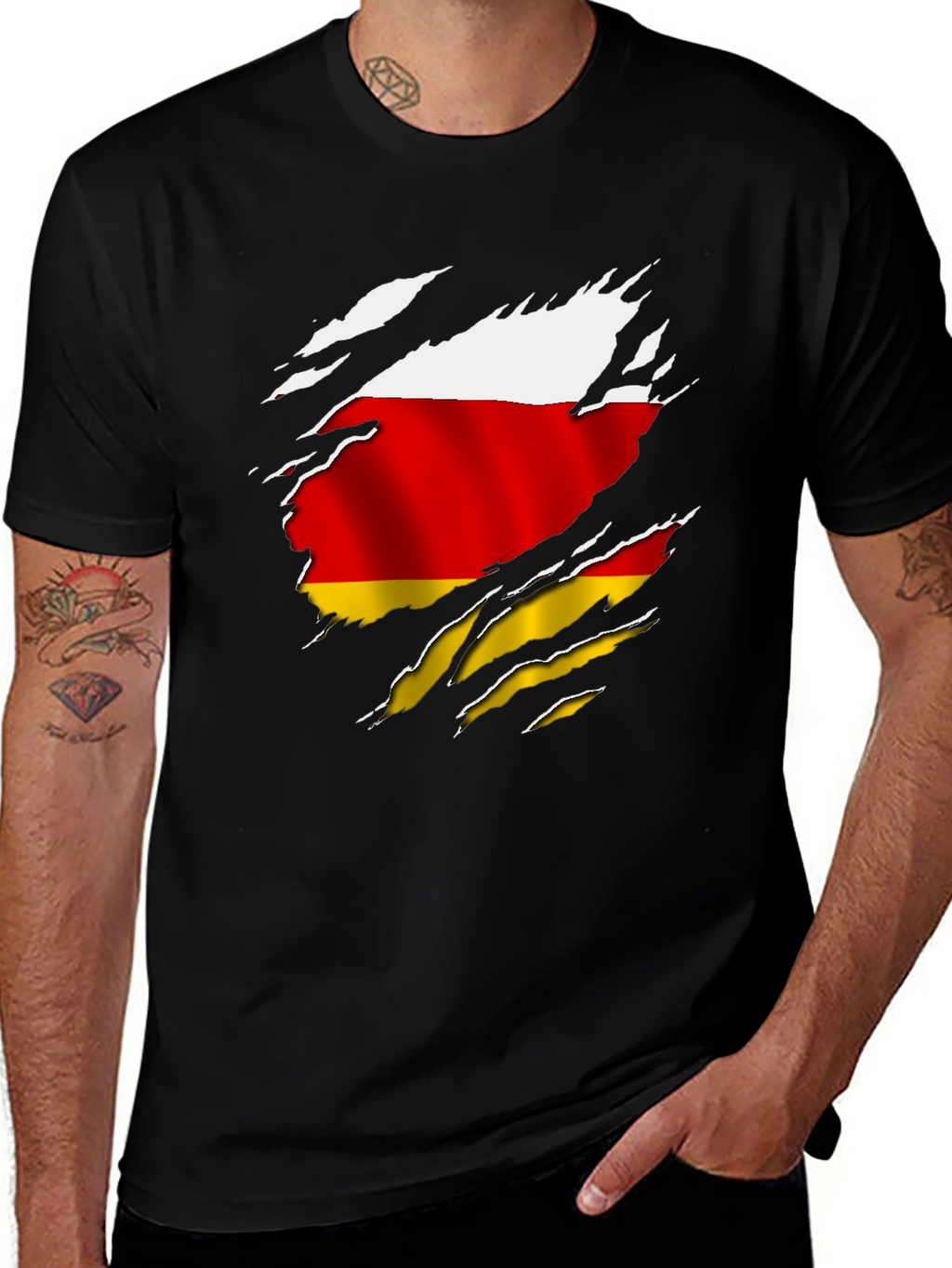 South Ossetia Flag Ripped T-Shirt