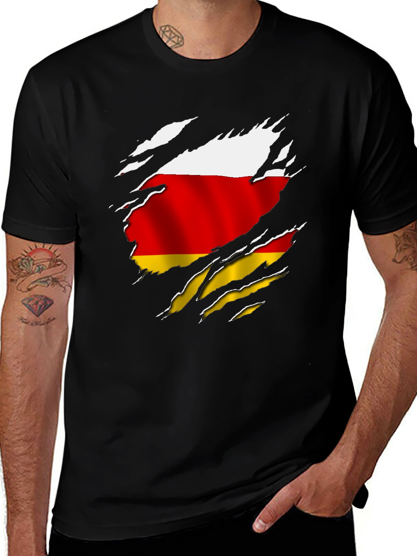 South Ossetia Flag Ripped T-Shirt