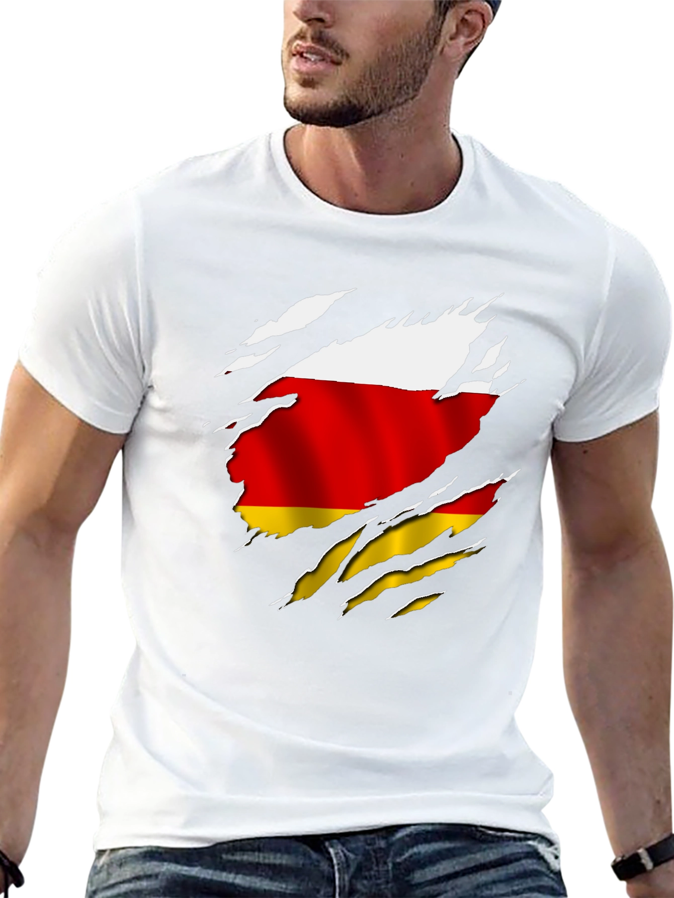 South Ossetia Flag Ripped T-Shirt