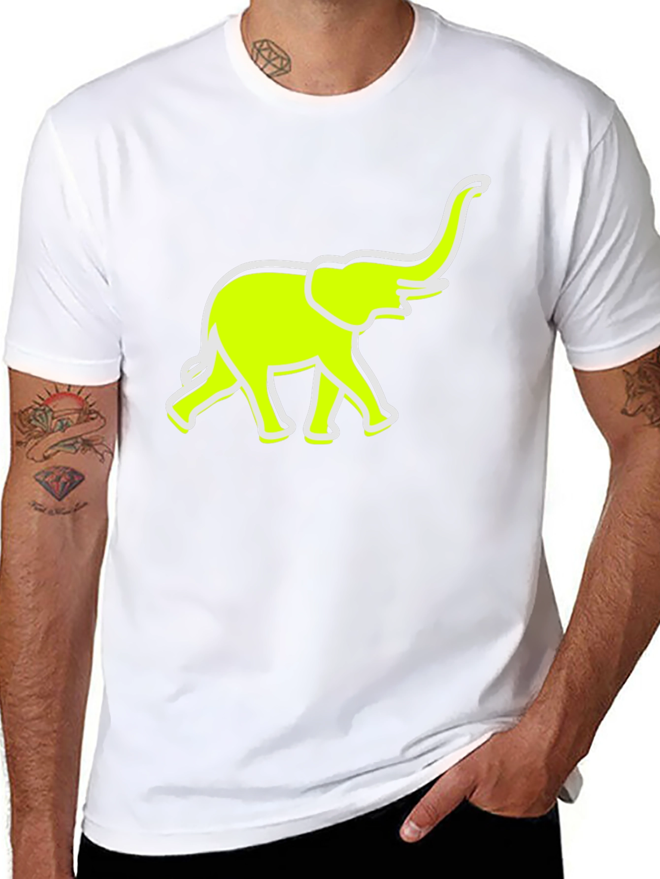 Neon Elephant Graphic Tee - Casual Comfort