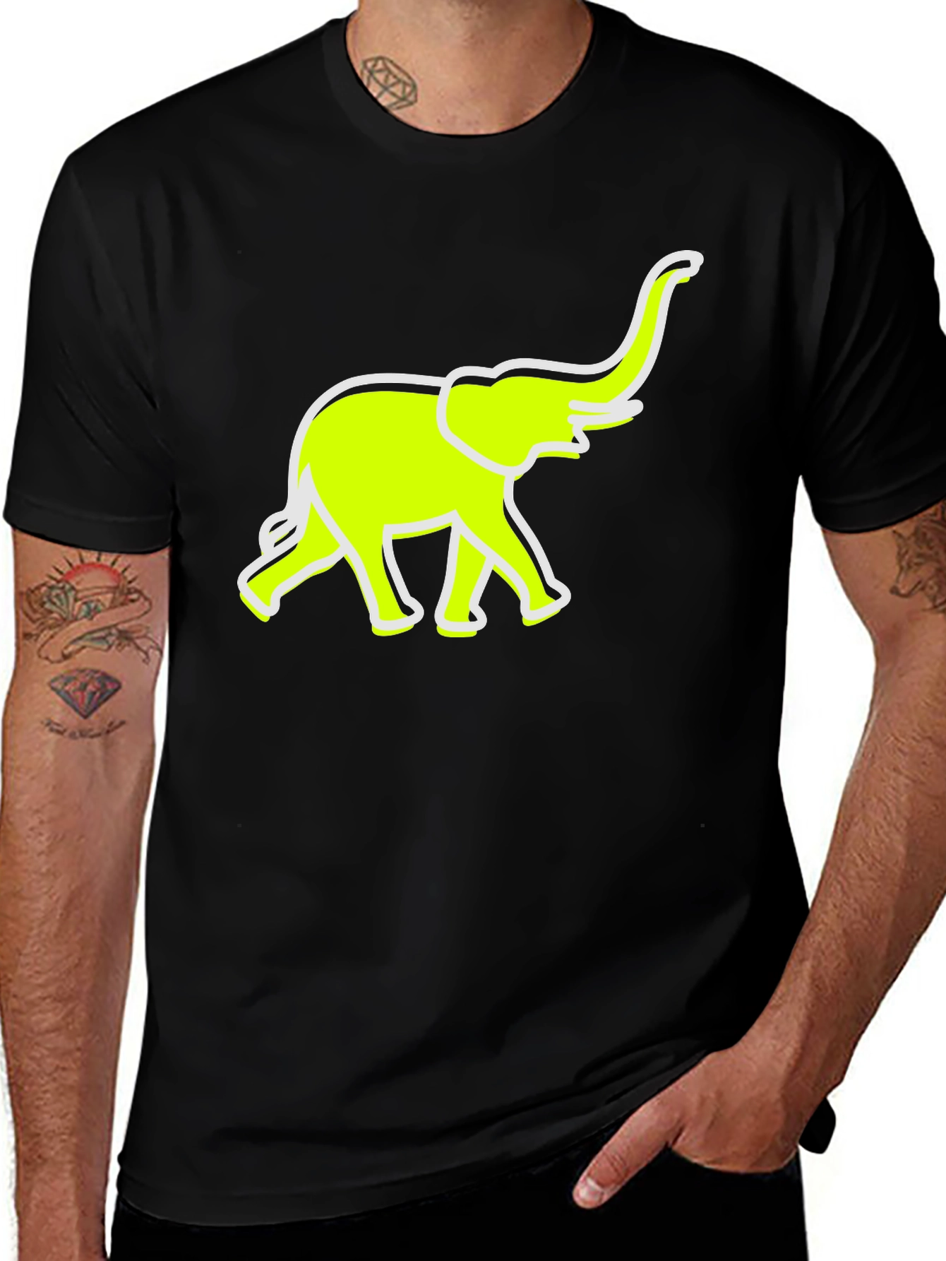 Neon Elephant Graphic Tee - Casual Comfort