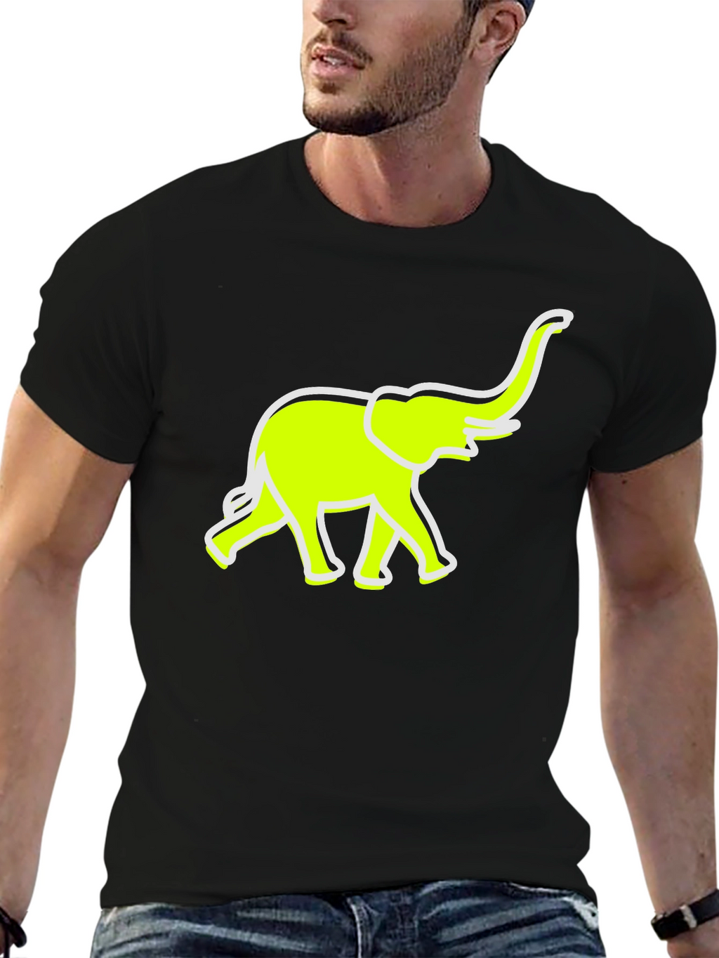 Neon Elephant Graphic Tee - Casual Comfort