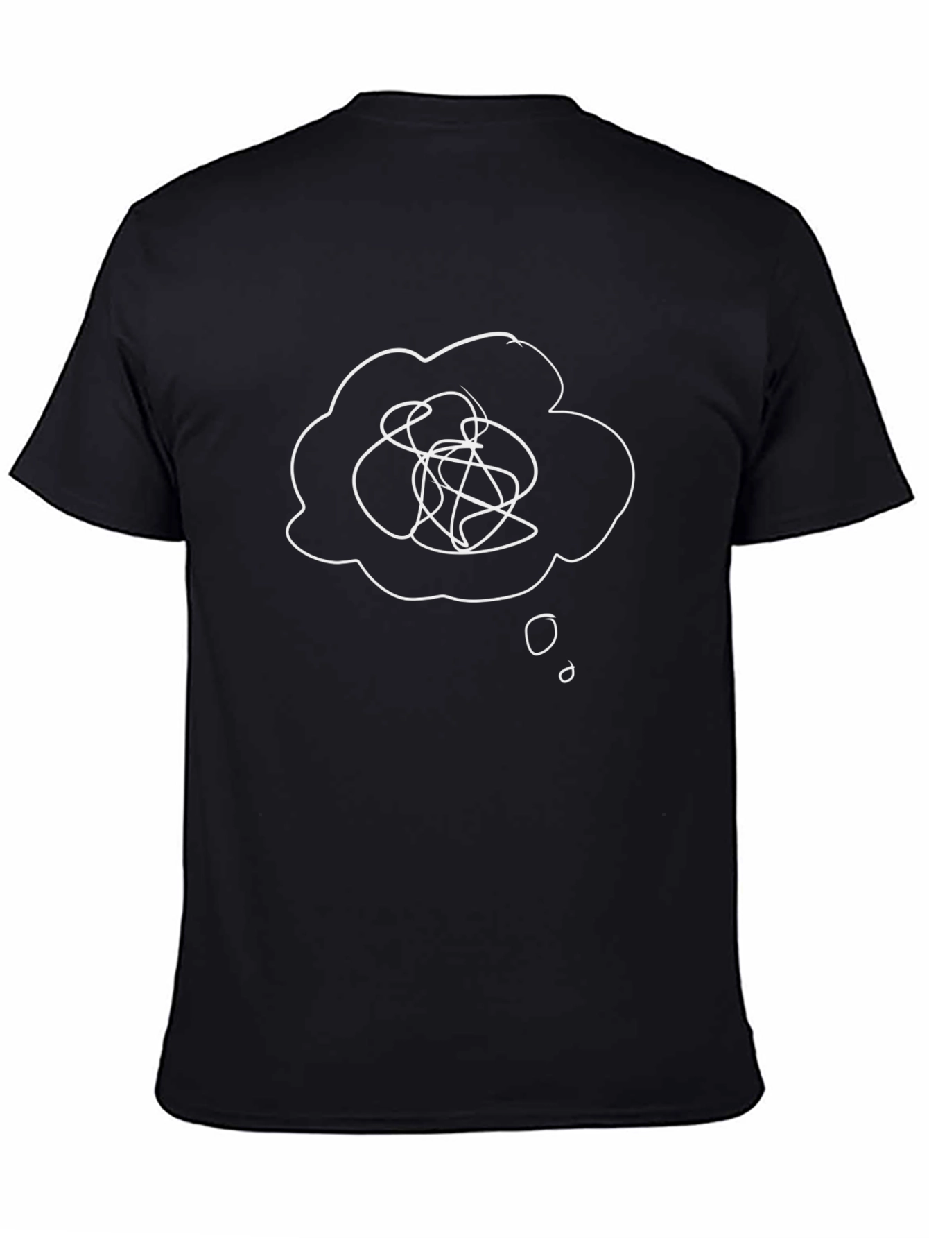 Mens Black T-Shirt with Confused Thought Bubble Graphic