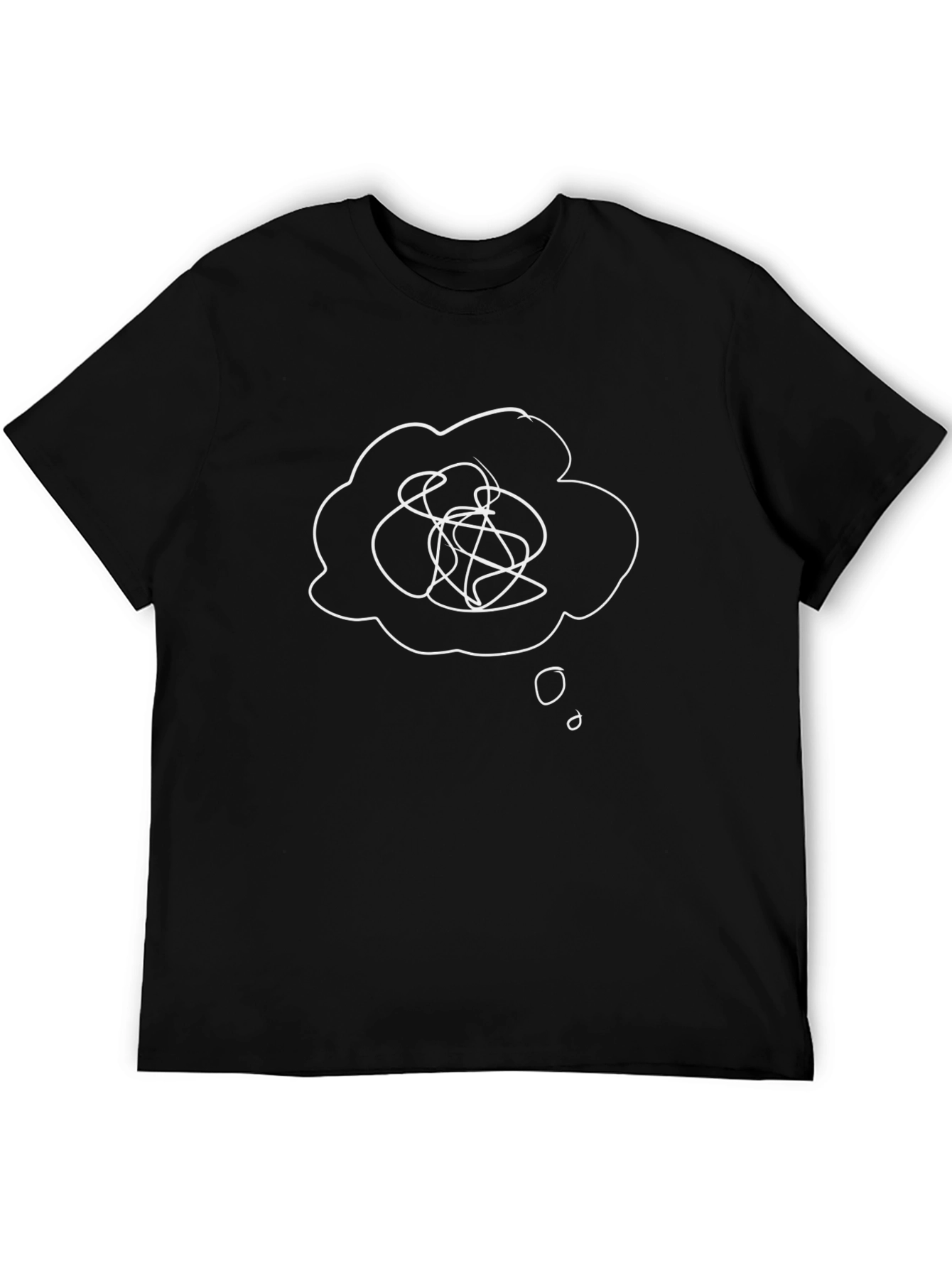 Mens Black T-Shirt with Confused Thought Bubble Graphic