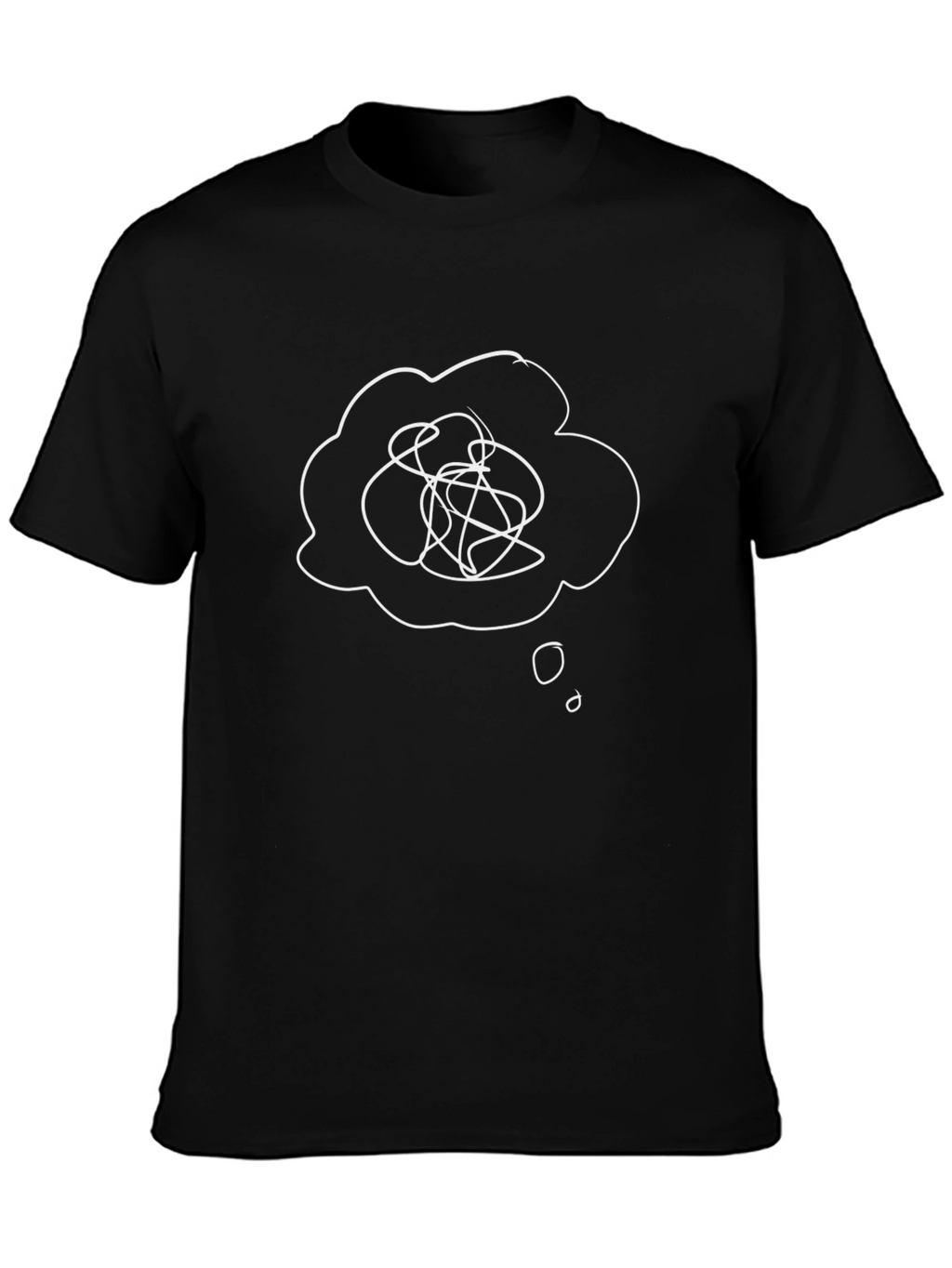 Mens Black T-Shirt with Confused Thought Bubble Graphic