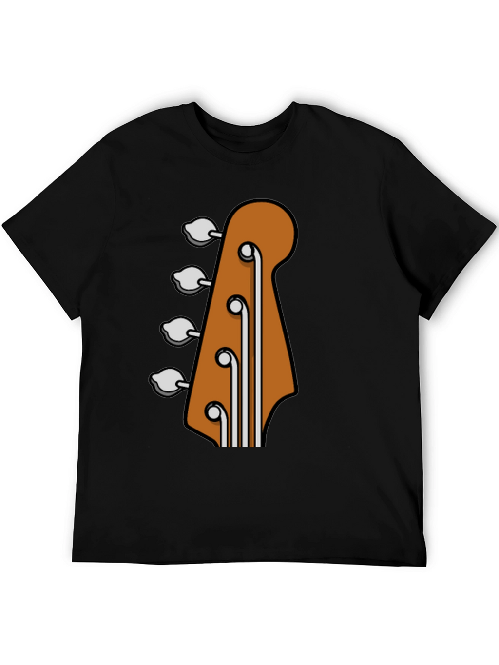 Bass Guitar Headstock Graphic Tee - Black Cotton T-Shirt