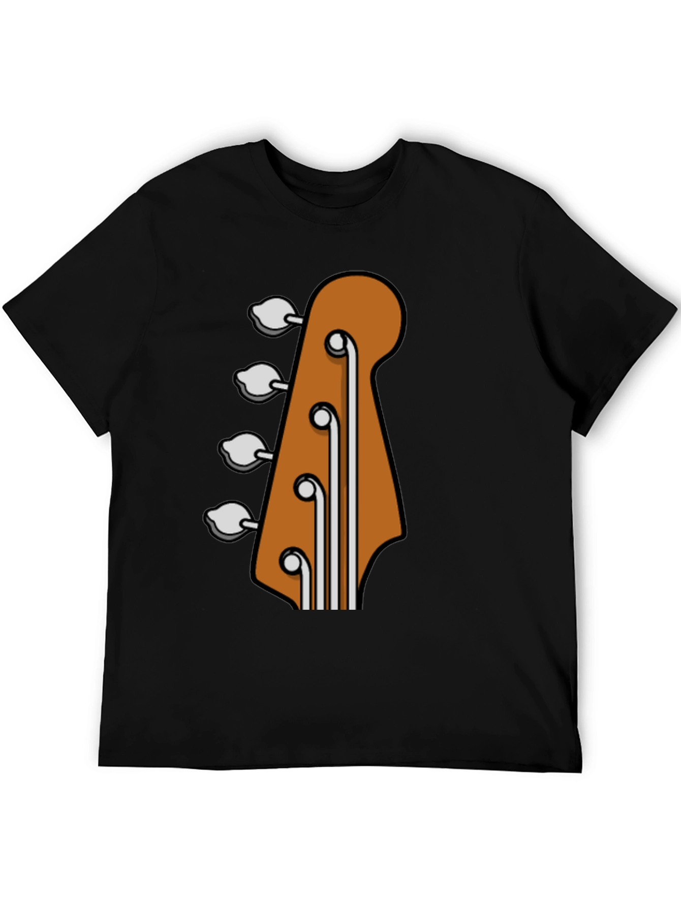 Bass Guitar Headstock Graphic Tee - Black Cotton T-Shirt