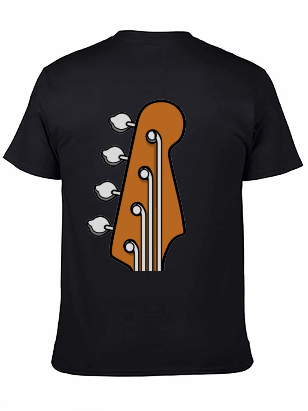 Bass Guitar Headstock Graphic Tee - Black Cotton T-Shirt