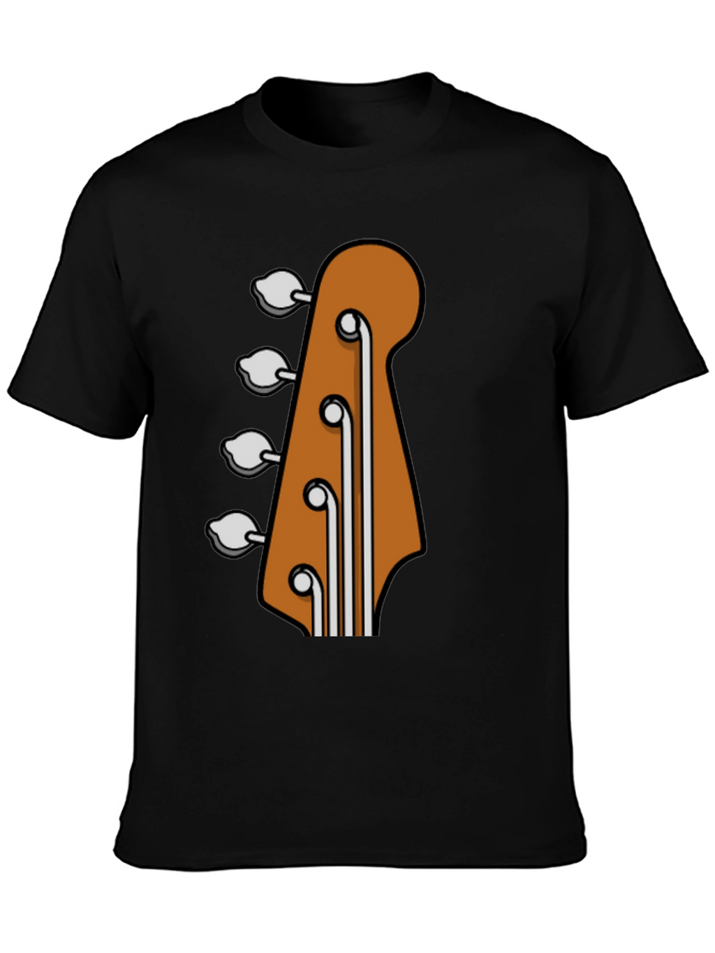 Bass Guitar Headstock Graphic Tee - Black Cotton T-Shirt