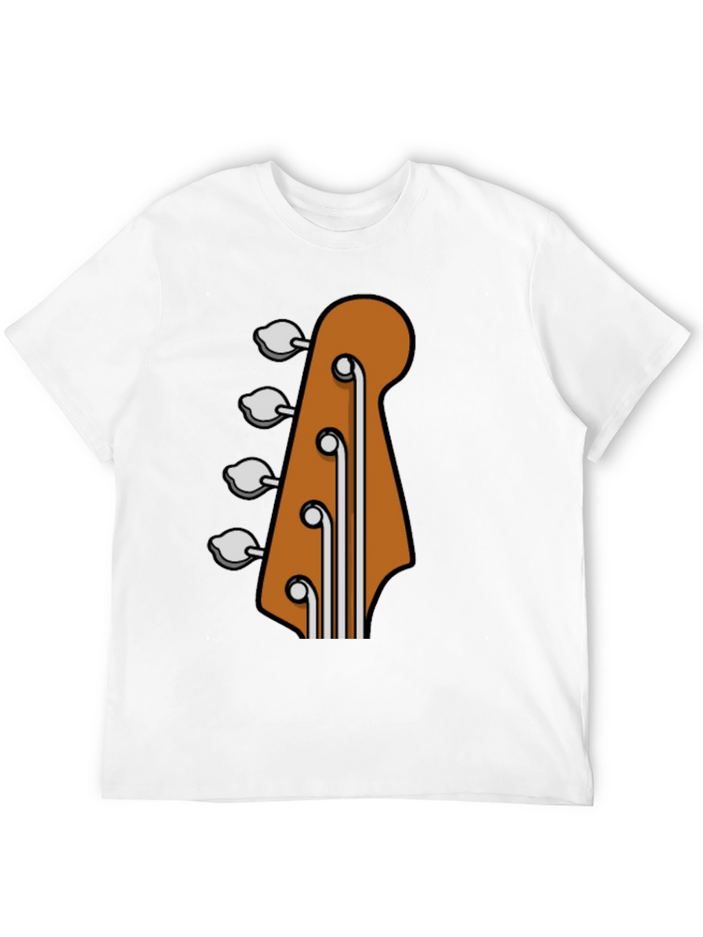 Bass Guitar Headstock Graphic Tee - Black Cotton T-Shirt