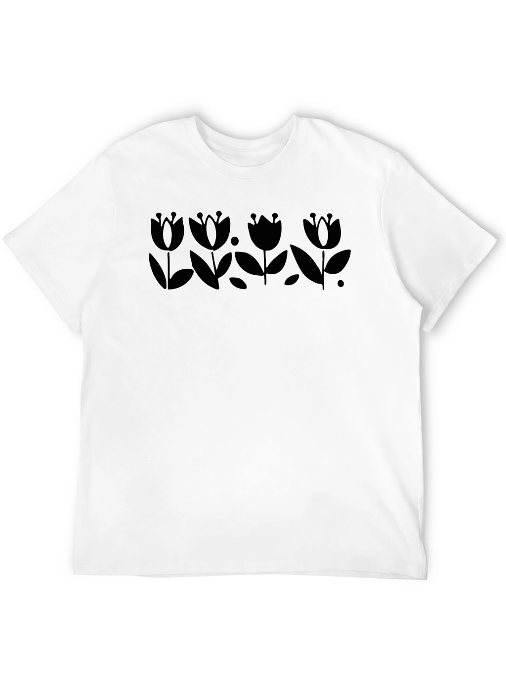 Stylish Black Floral Print Crew Neck T-Shirt