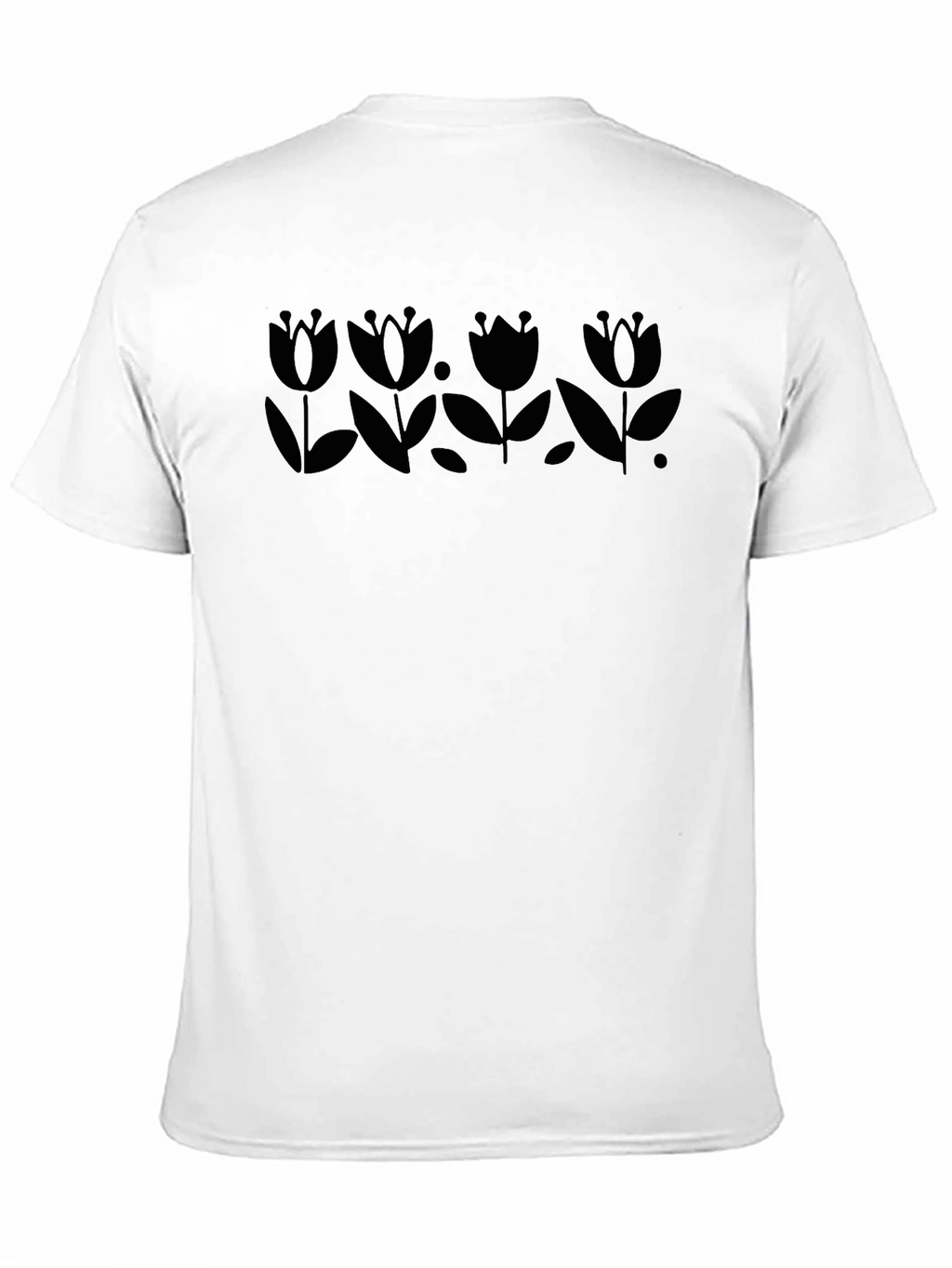 Stylish Black Floral Print Crew Neck T-Shirt