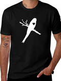 Bird with Heart T-Shirt - Stylish Black Tee