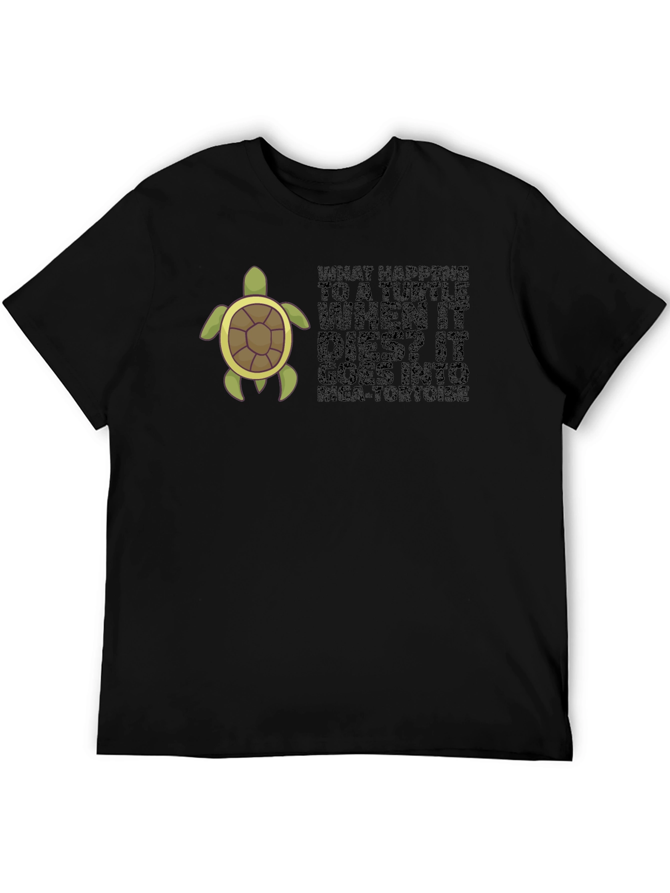 Turtle Pun Black T-Shirt - What Happens to a Turtle?