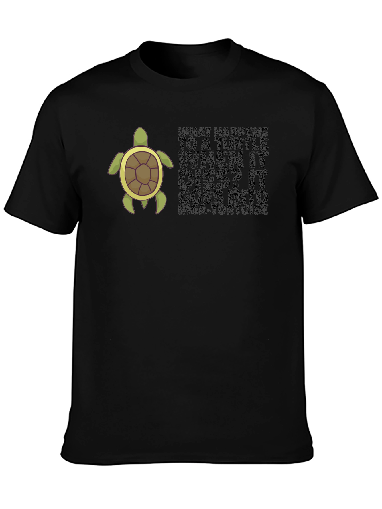 Turtle Pun Black T-Shirt - What Happens to a Turtle?