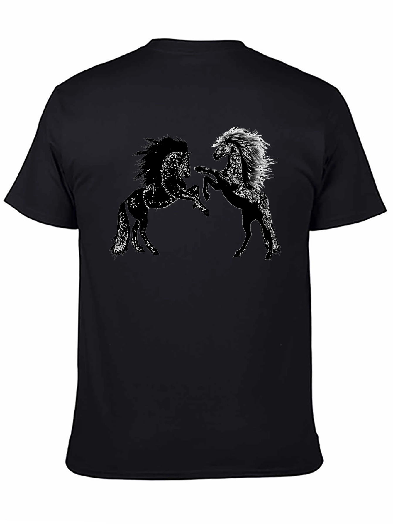Black Tee with Horse Graphic Design