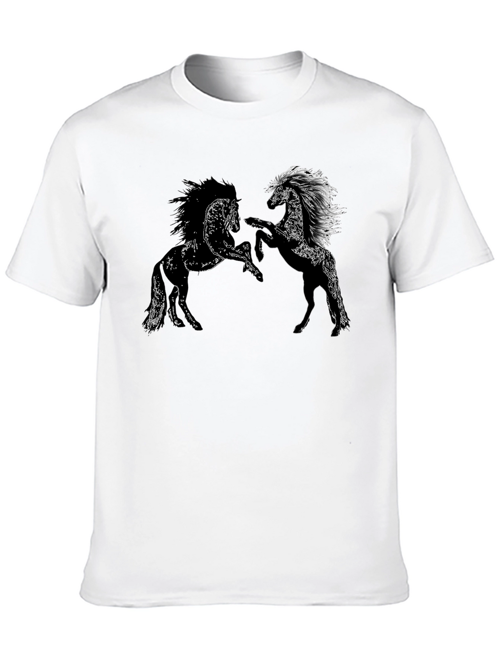 Black Tee with Horse Graphic Design