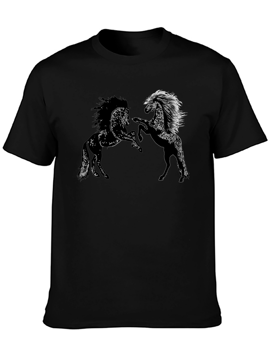 Black Tee with Horse Graphic Design