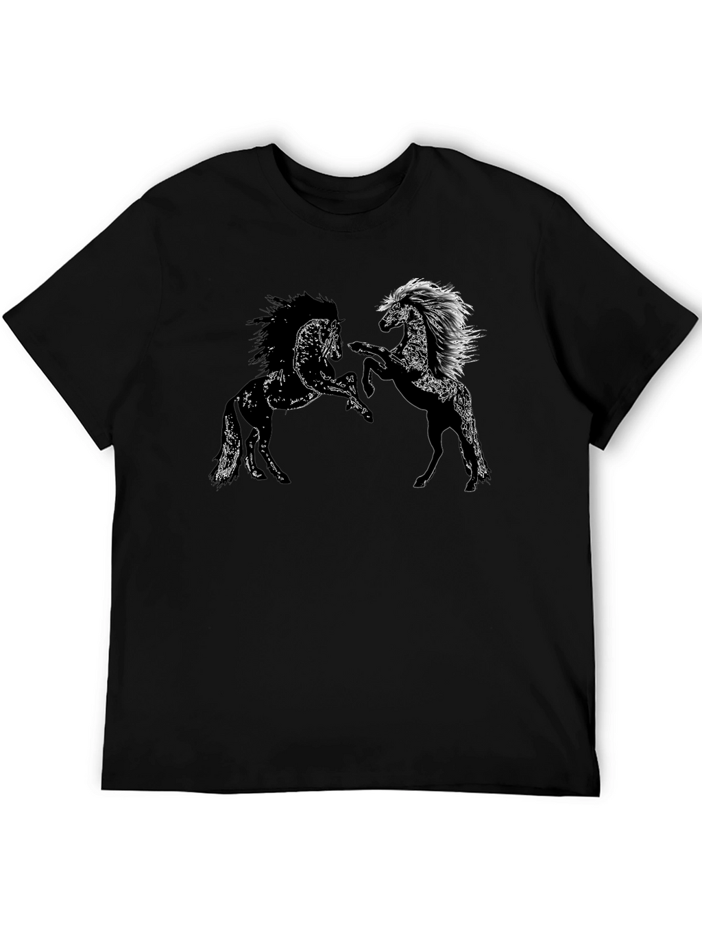 Black Tee with Horse Graphic Design