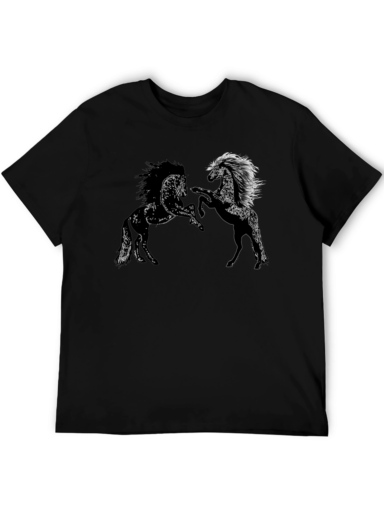 Black Tee with Horse Graphic Design