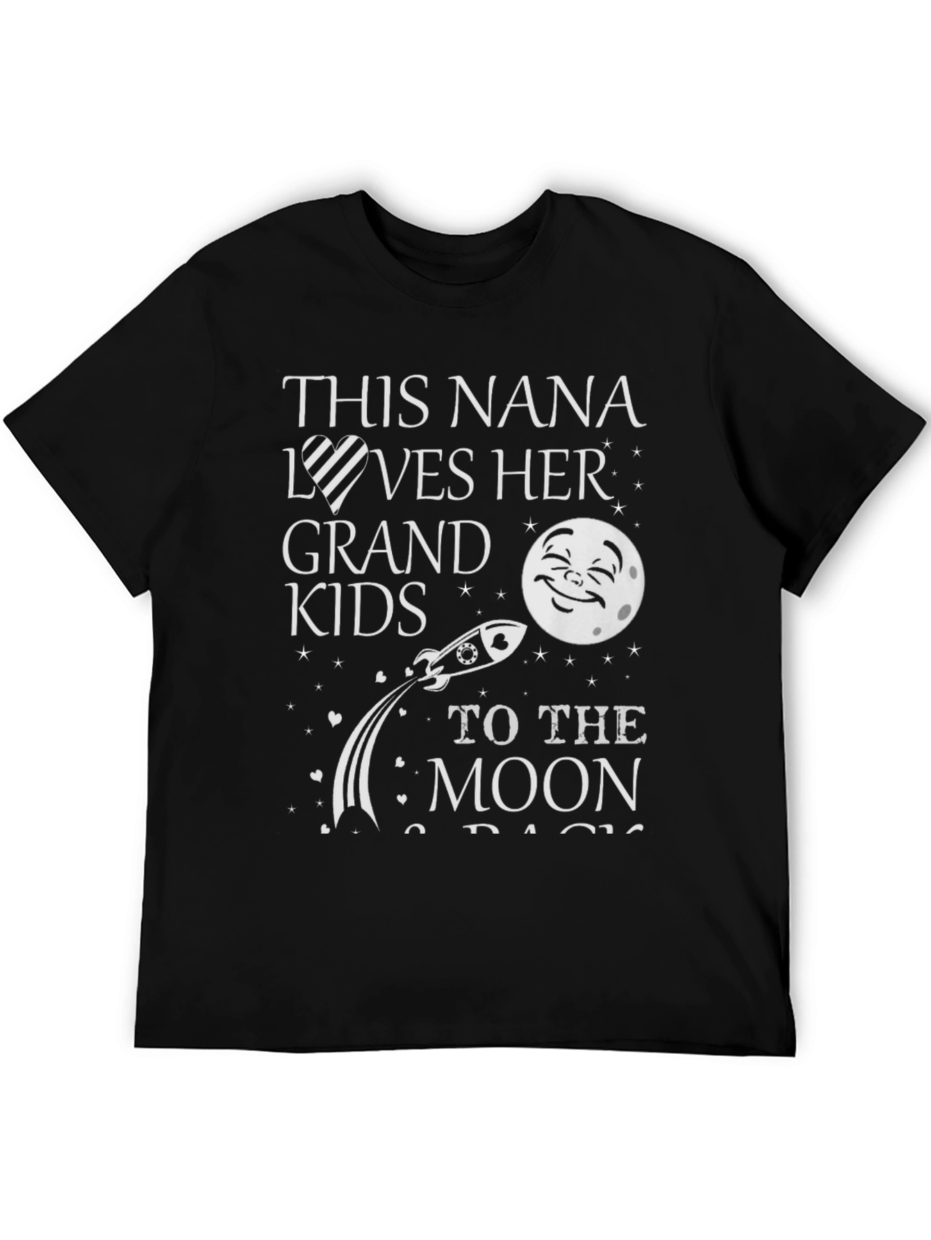 Nana Loves Grandkids Moon Black T-Shirt