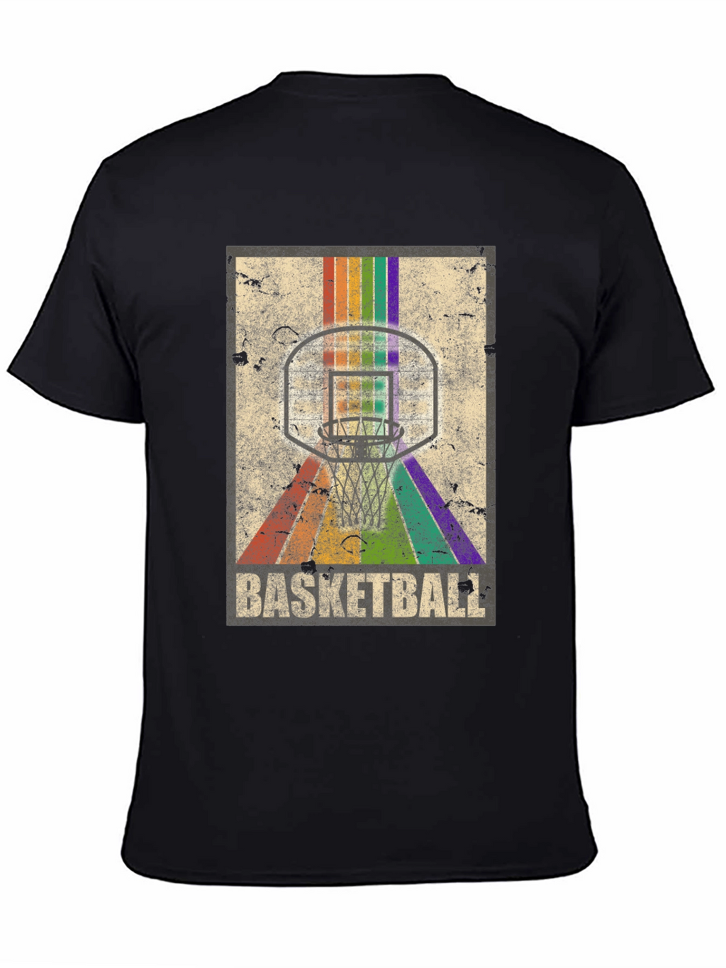 Retro Basketball Hoop Rainbow T-Shirt