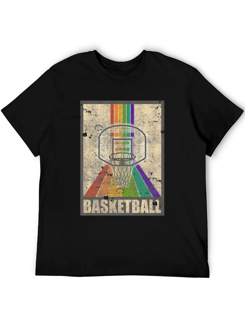 Retro Basketball Hoop Rainbow T-Shirt