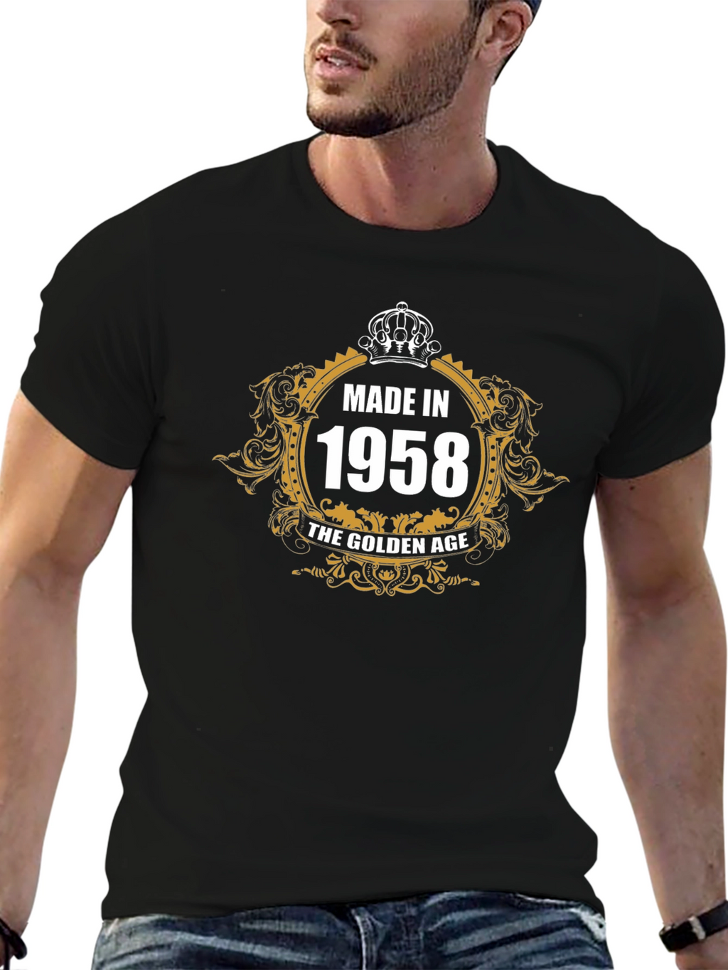 Made in 1958 Golden Age Black T-Shirt