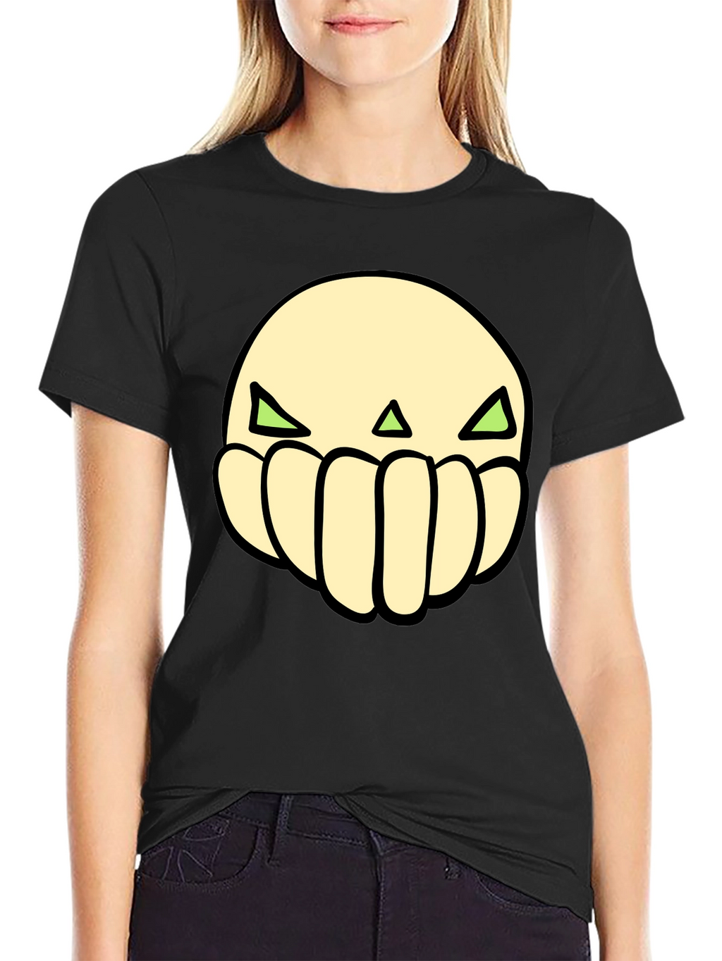 Cool Graphic Tee: Green Eyed Skull Design