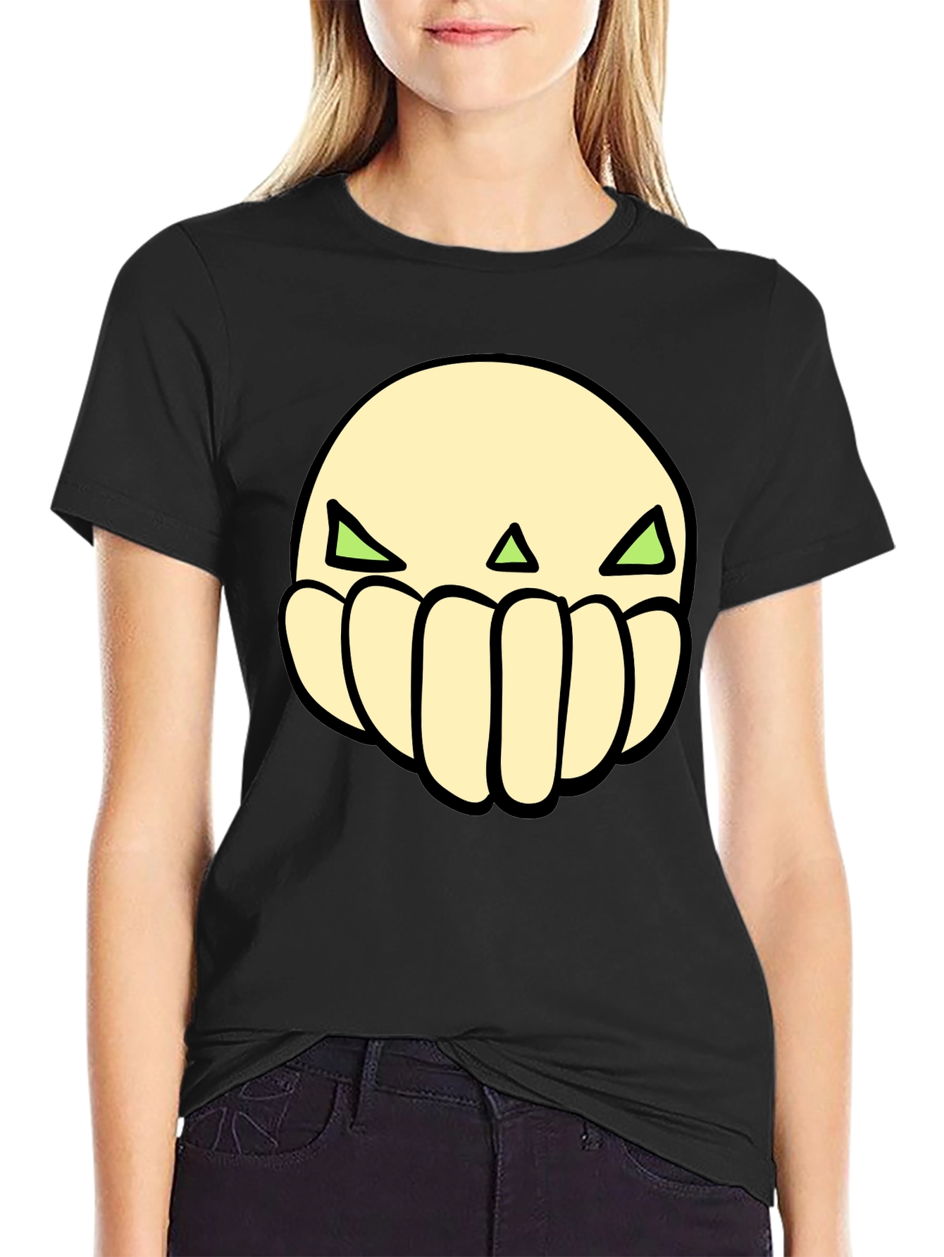 Cool Graphic Tee: Green Eyed Skull Design