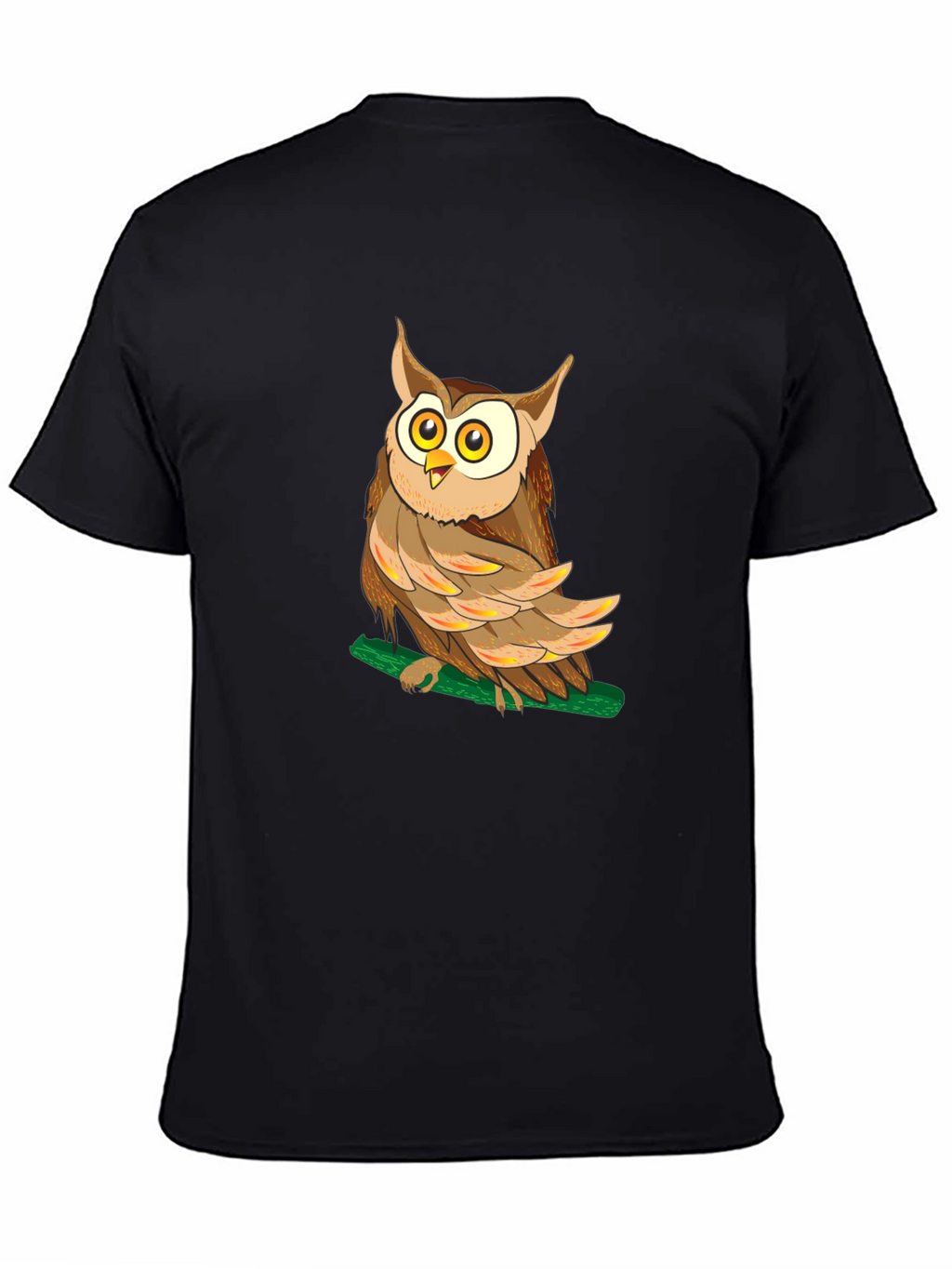 Owl Graphic Black T-Shirt - Mens Crew Neck Tee