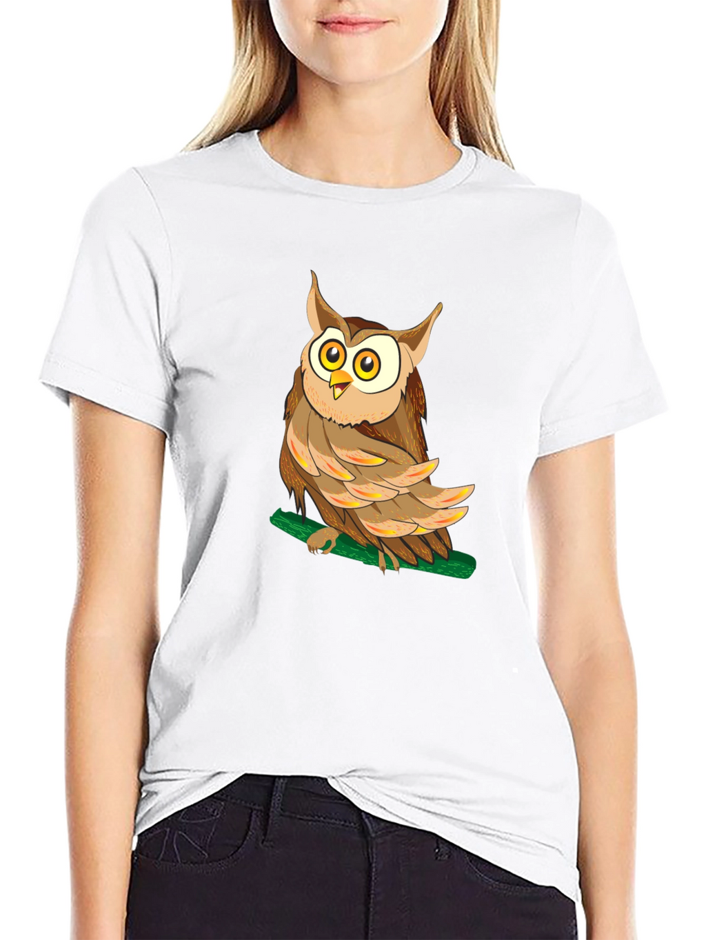 Owl Graphic Black T-Shirt - Mens Crew Neck Tee