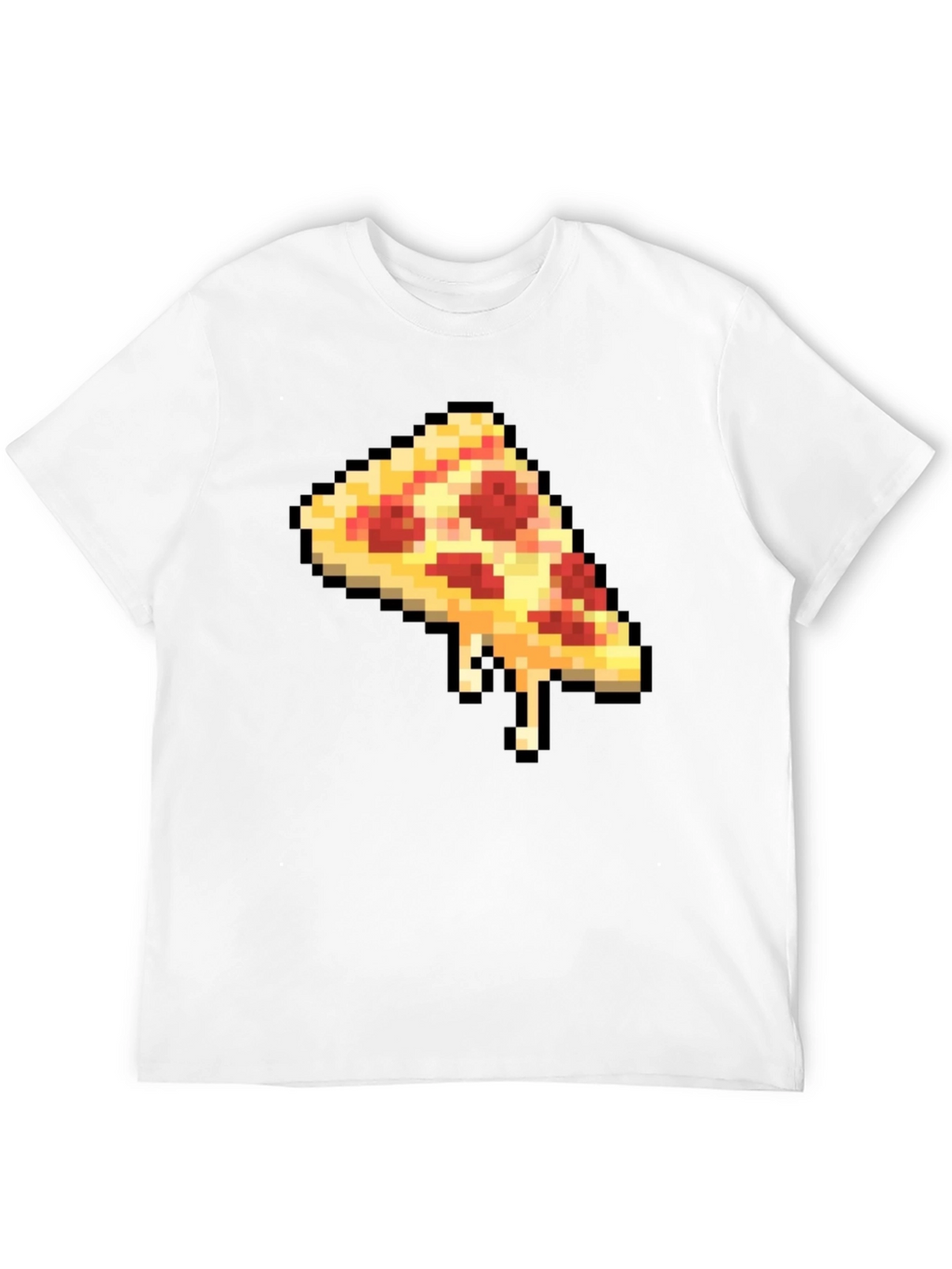 Pixel Pizza Slice Graphic Tee - Black Casual T-Shirt