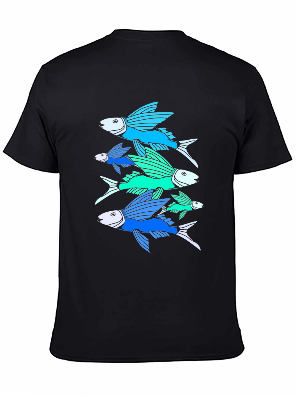 Flying Fish Graphic Tee - Black Cotton T-Shirt