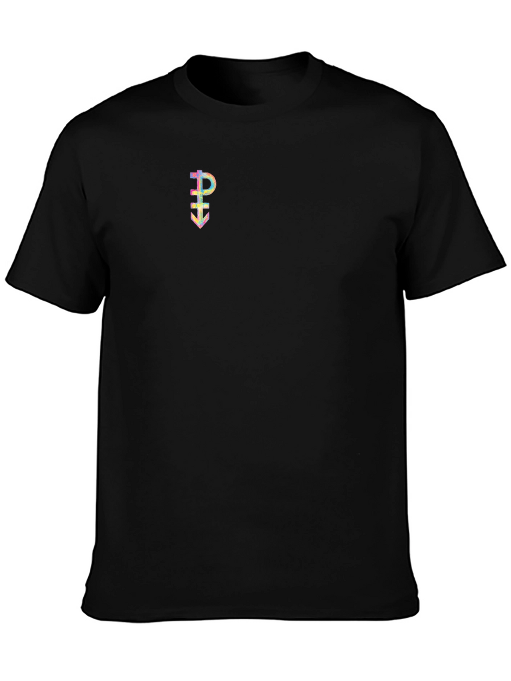 Black Tee with Holographic Symbol